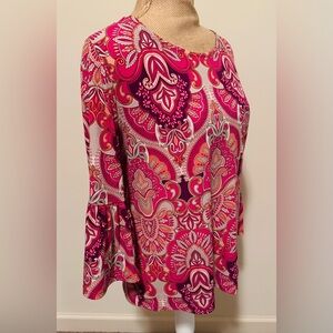 Chico's Pink and Orange Paisley Blouse -0-